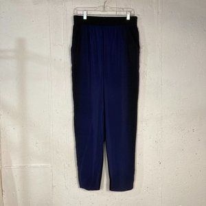 OHNE TITEL 100% silk black & blue lined pants